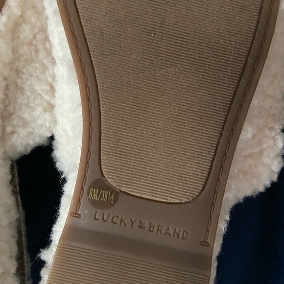 NWOT Lucky Brand cream white sherpa slides / sandals - Picture 5 of 9